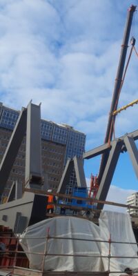 Baustelle der Eisenbahnüberführung Berliner Tor.