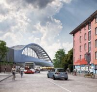 Visualisierung: Die neue Sternbrücke in HambuVisualisierung: Max-Brauer-Allee, Blickrichtung Süd-West 1 [Quelle: (Dezember 2022, DB // Ney & Partners // rendertaxi architecture.visualisation)